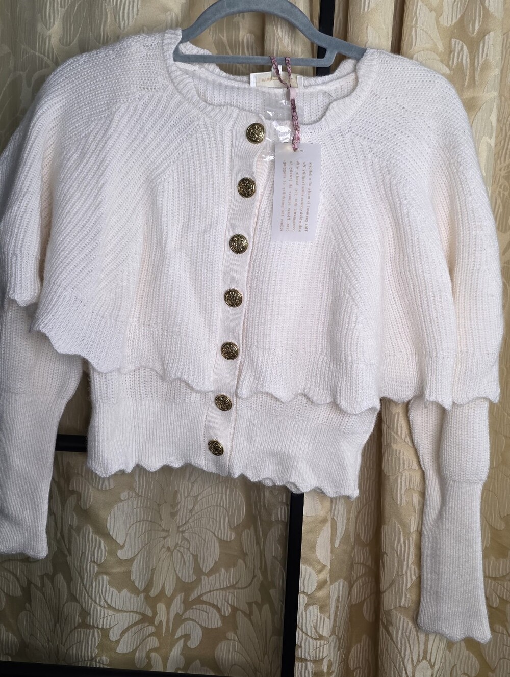 Loveshackfancy Women Sweater Sz Xs Gold Button Longsleeves